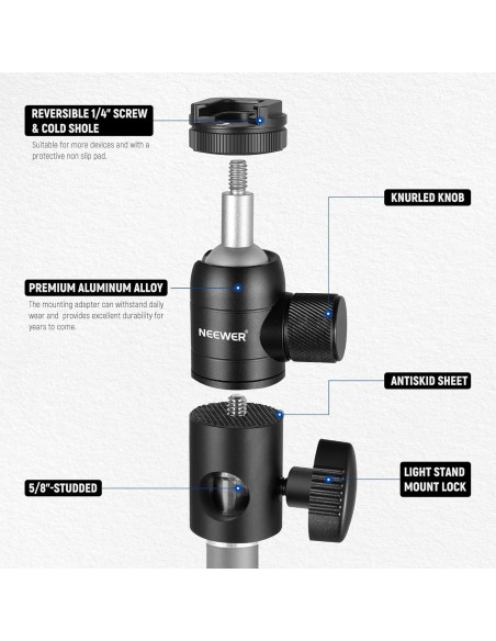 Adaptador de Montaje NEEWER con Cabezal de Bola y Zapata Fría