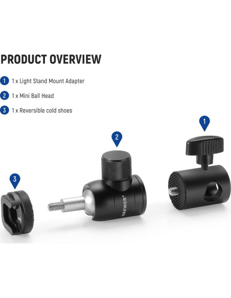 Adaptador de Montaje NEEWER con Cabezal de Bola y Zapata Fría