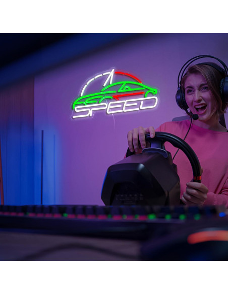 Luz de Neón LED Regulable BNEMCEZH 42x22 cm USB Coche Deportivo