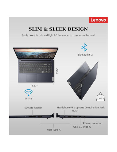 Lenovo IdeaPad 1 Laptop 15.6" FHD 12GB RAM 256GB SSD Windows 11