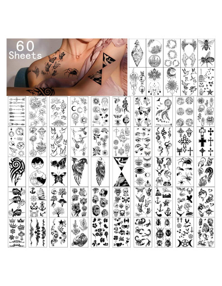 Tatuajes Temporales Impermeables Yazhiji - 60 Hojas con Diseños Tatuajes Temporales Impermeables Yazhiji - 60 Hojas con Diseños