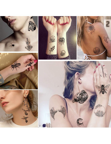 Tatuajes Temporales Impermeables Yazhiji - 60 Hojas con Diseños