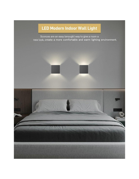 Juego de 2 Apliques de Pared Recargables MICEYLIVE Negro