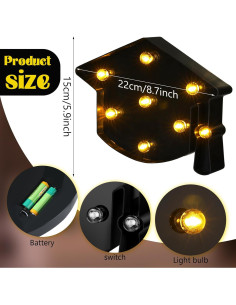 Decoración Iluminada Sombrero de Licenciatura VIHOSE 23.5x16.5cm 2