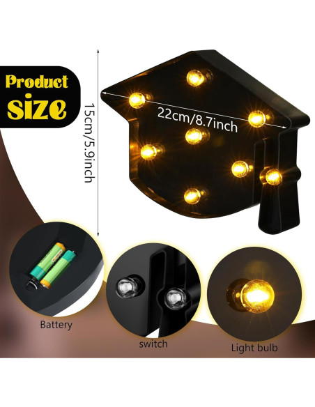 Decoración Iluminada Sombrero de Licenciatura VIHOSE 23.5x16.5cm