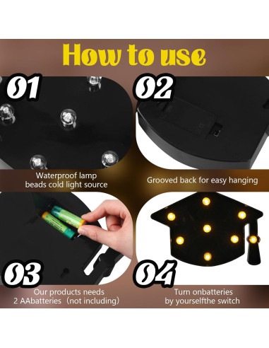 Decoración Iluminada Sombrero de Licenciatura VIHOSE 23.5x16.5cm