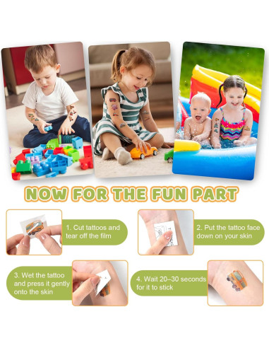 Tatuajes Temporales de Vehículos YOCIECO, 102 Diseños para Niños