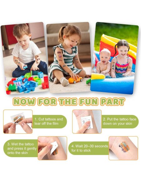 Tatuajes Temporales de Vehículos YOCIECO, 102 Diseños para Niños
