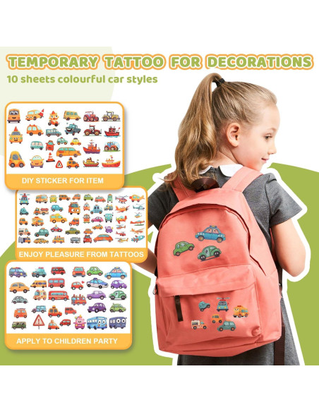 Tatuajes Temporales de Vehículos YOCIECO, 102 Diseños para Niños