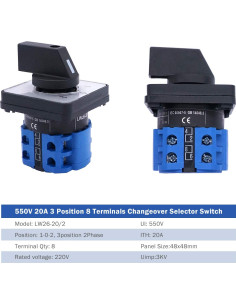 Interruptor Selector Taiss 20A 550V 3 Posiciones 8 Terminales 2