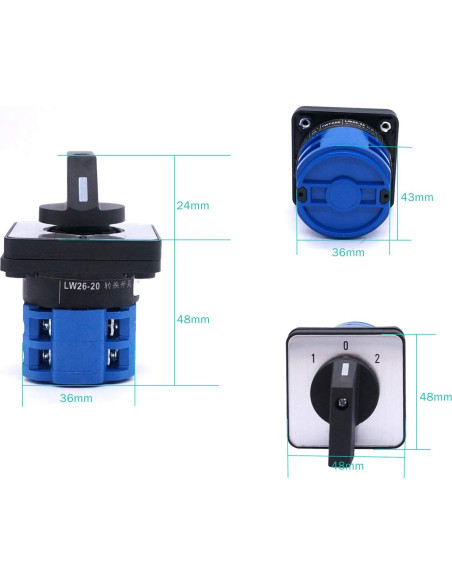 Interruptor Selector Taiss 20A 550V 3 Posiciones 8 Terminales