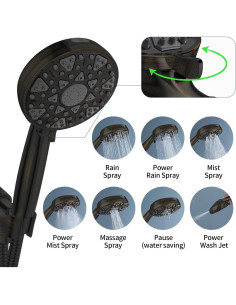 Cabezal de Ducha Diiwet 7 Configuraciones Alta Presión Bronce 2