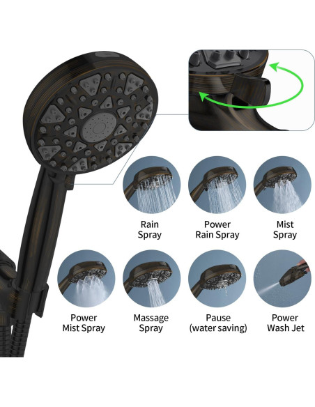 Cabezal de Ducha Diiwet 7 Configuraciones Alta Presión Bronce
