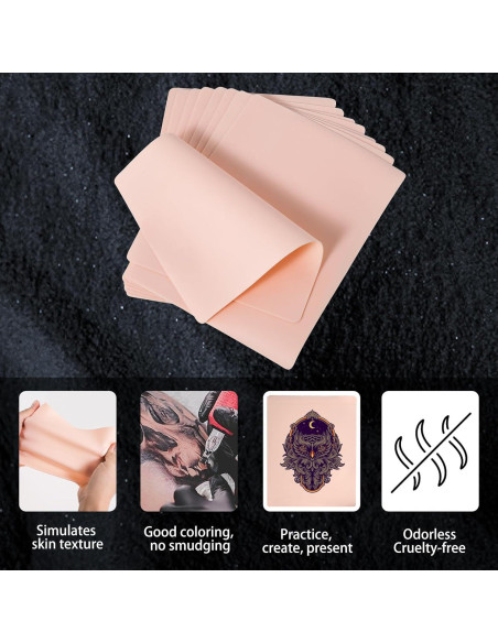 Piel de Tatuaje Falsa 10pcs GRELEON 1mm Silicona 18.8x14.2cm