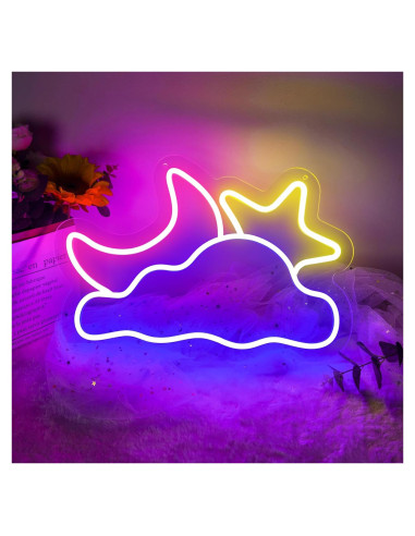 Luz de Neón LED Nube Luna Estrella 41.91x27.94cm USB YSMNDE