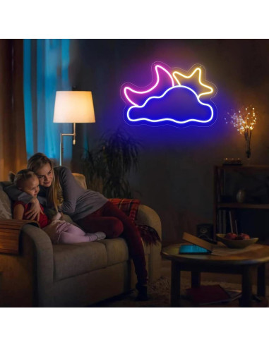 Luz de Neón LED Nube Luna Estrella 41.91x27.94cm USB YSMNDE