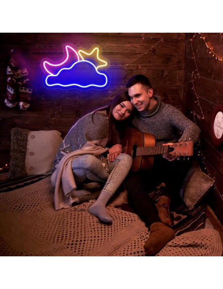 Luz de Neón LED Nube Luna Estrella 41.91x27.94cm USB YSMNDE