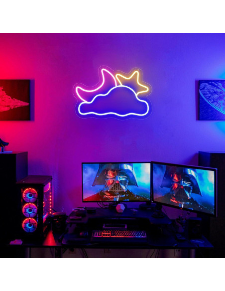 Luz de Neón LED Nube Luna Estrella 41.91x27.94cm USB YSMNDE