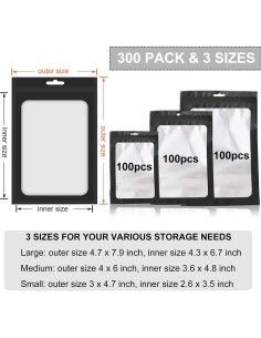 300 Bolsas Mylar Reutilizables MEACOLIA 3 Tamaños 7.6-20.1 cm 2