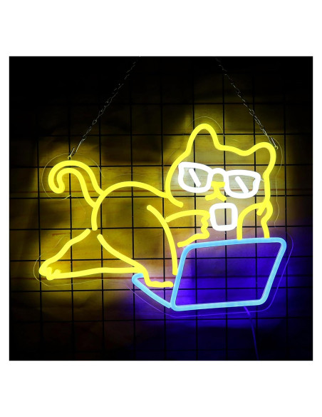 Letrero de Neón LED Gato Perezoso LeDigPig 41.91x32 cm