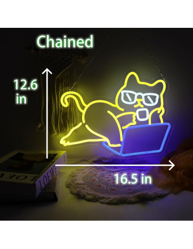 Letrero de Neón LED Gato Perezoso LeDigPig 41.91x32 cm