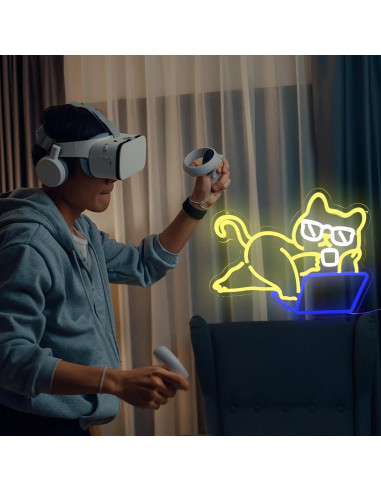 Letrero de Neón LED Gato Perezoso LeDigPig 41.91x32 cm