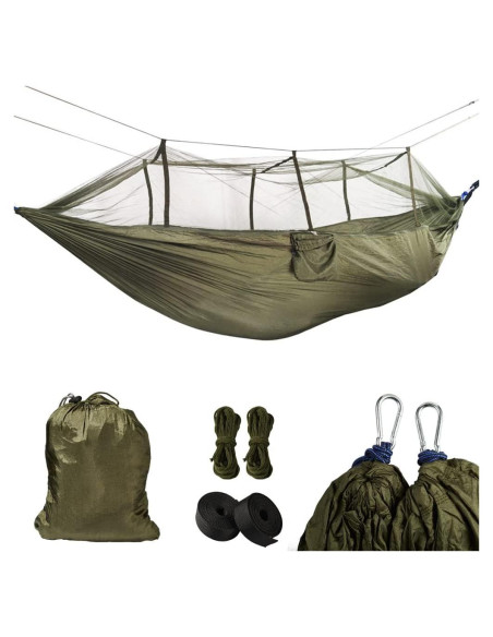 Hamaca de Camping AuMoHall con Red Mosquitos 2.60x1.40m Verde Hamaca de Camping AuMoHall con Red Mosquitos 2.60x1.40m Verde