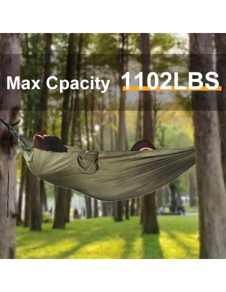 Hamaca de Camping AuMoHall con Red Mosquitos 2.60x1.40m Verde Hamaca de Camping AuMoHall con Red Mosquitos 2.60x1.40m Verde