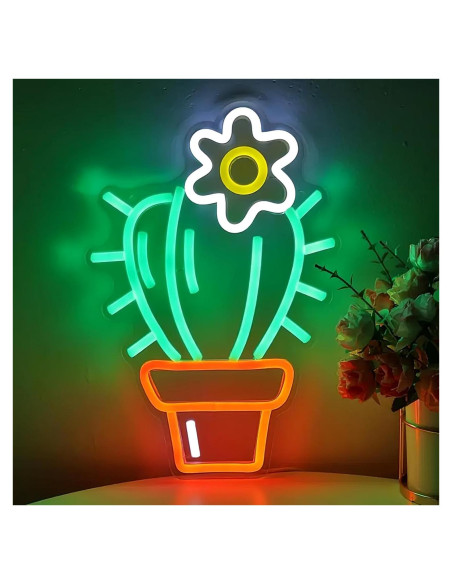 Luz de Neón LED Cactus Verde Mllusxg 42.5x29cm Decorativa