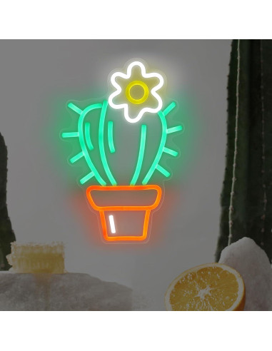 Luz de Neón LED Cactus Verde Mllusxg 42.5x29cm Decorativa