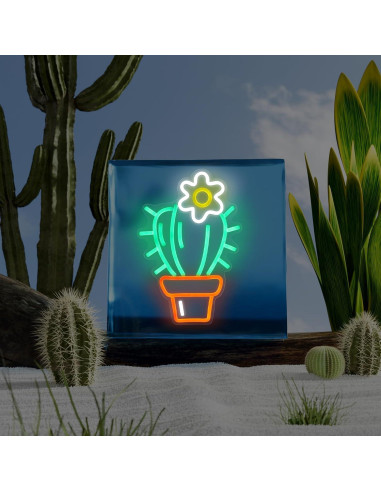 Luz de Neón LED Cactus Verde Mllusxg 42.5x29cm Decorativa