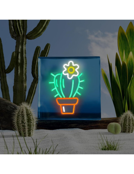 Luz de Neón LED Cactus Verde Mllusxg 42.5x29cm Decorativa