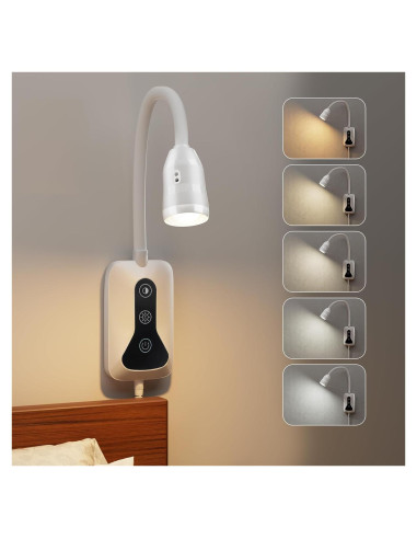 Luz de Lectura Montada en Pared HUAEU LED Regulable Blanca