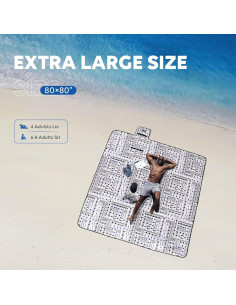 Manta de Picnic ZAZE XL Impermeable y a Prueba de Arena 80x80cm 2