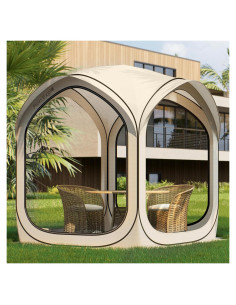 Carpa Pop-Up Mars Explo 6x6m Beige con Puertas de Malla