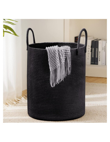 Cesta de Lavandería Alta YOUDENOVA 72L Algodón Negro