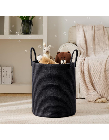 Cesta de Lavandería Alta YOUDENOVA 72L Algodón Negro