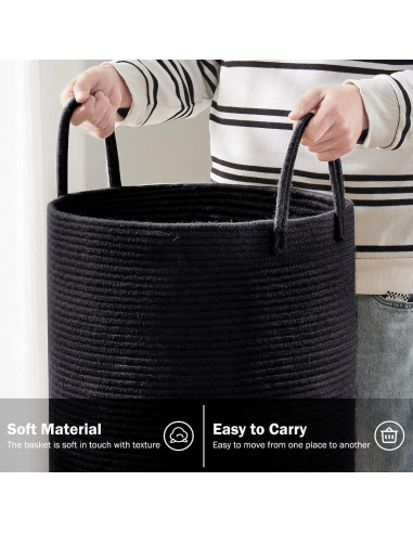 Cesta de Lavandería Alta YOUDENOVA 72L Algodón Negro