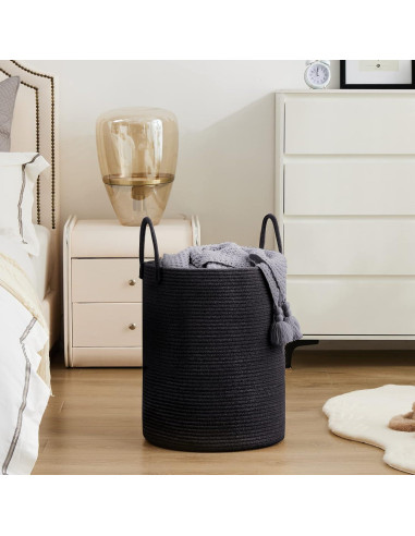 Cesta de Lavandería Alta YOUDENOVA 72L Algodón Negro