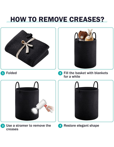 Cesta de Lavandería Alta YOUDENOVA 72L Algodón Negro