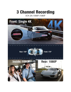 Cámara Dash OMBAR M572 3 Canales 2K+1080P GPS WiFi 5G 2