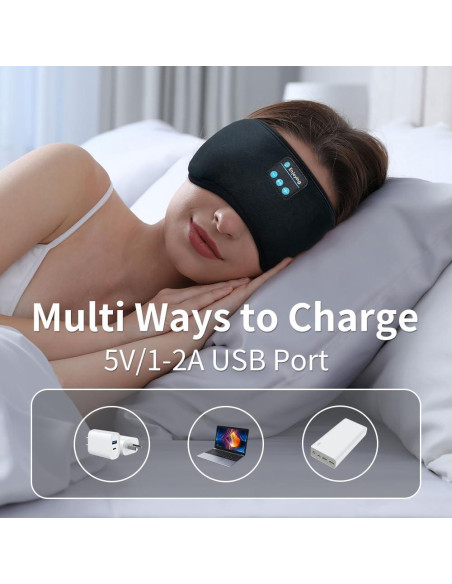 Máscara de Sueño Inalámbrica SYPVRY con Auriculares Bluetooth 5.2