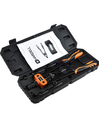 Herramienta de Tuerca Remachada HARDELL 14" con 100 Tuercas y 7 Mandriles