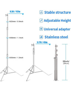 Soporte de Luz Cevoqin 2.85m Acero Inoxidable Alta Resistencia 2