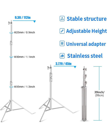 Soporte de Luz Cevoqin 2.85m Acero Inoxidable Alta Resistencia