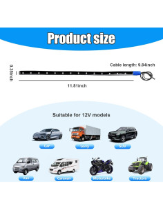 Tira Luz LED Bajo Cuerpo Dickno 6 PCS 15 LEDs 30.48 cm Azul 2