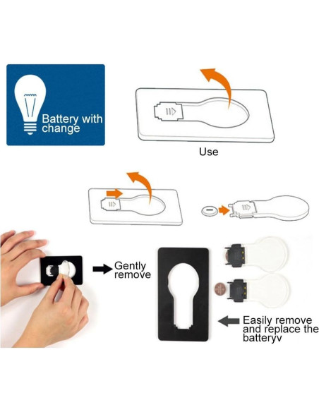 10 Tarjetas LED Portátiles Inovat con Luz Blanca y Baterías