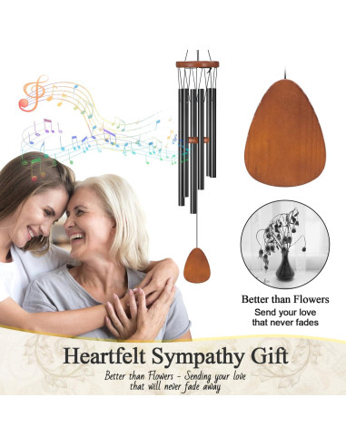 Campana de Viento Virekm Tubo Negro 62.5 cm Decoración Exterior