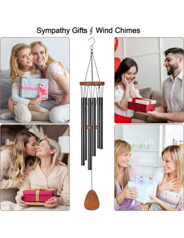 Campana de Viento Virekm Tubo Negro 62.5 cm Decoración Exterior