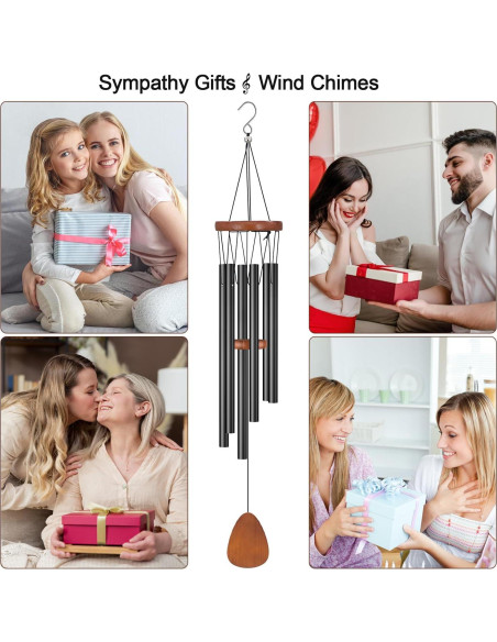 Campana de Viento Virekm Tubo Negro 62.5 cm Decoración Exterior